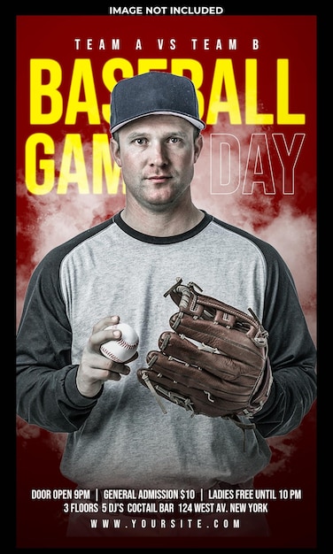 Baseball game day social media post template design