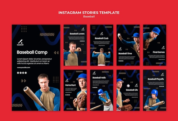 Collezione di storie di instagram di baseball