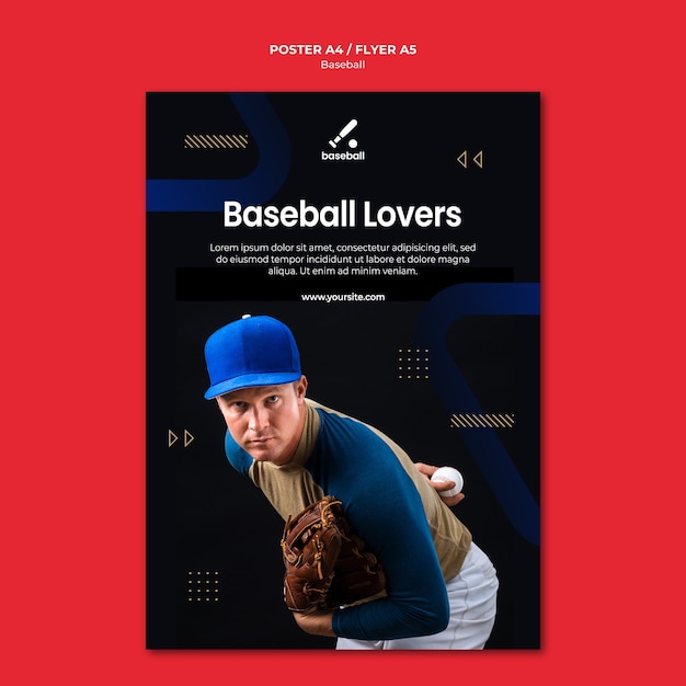 PSD gratuito modello del manifesto di baseball