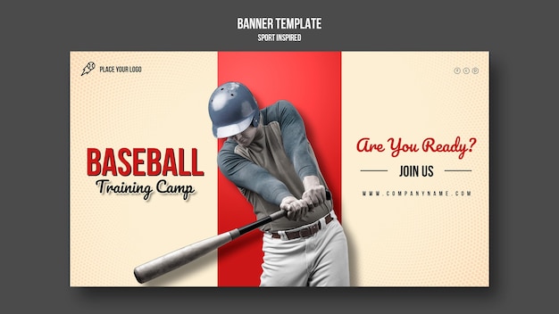 Free PSD baseball training camp banner template