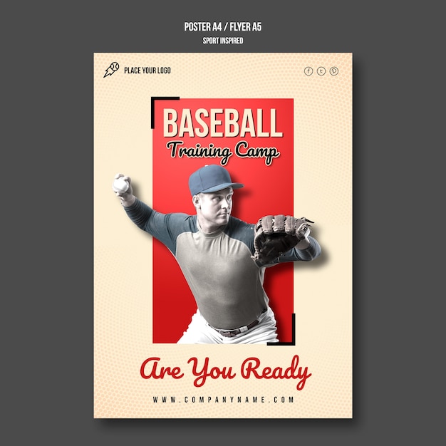 Modello di poster del campo di addestramento di baseball