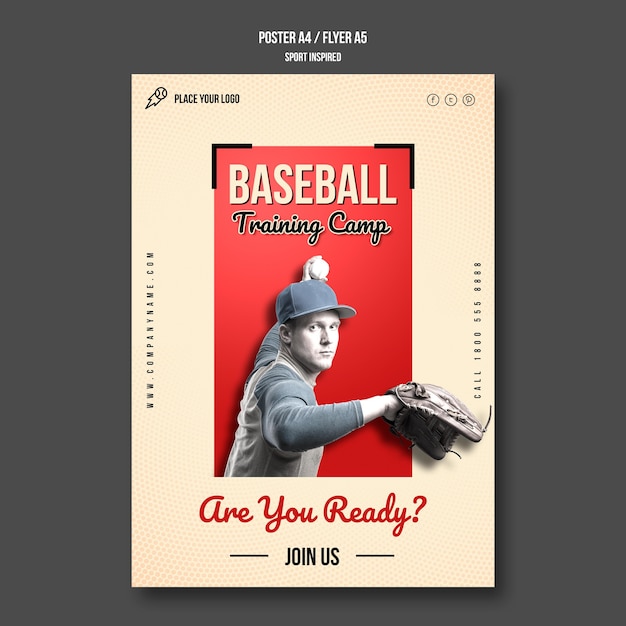 Baseball training flyer template