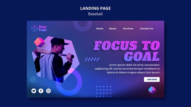 Baseball training landing page template