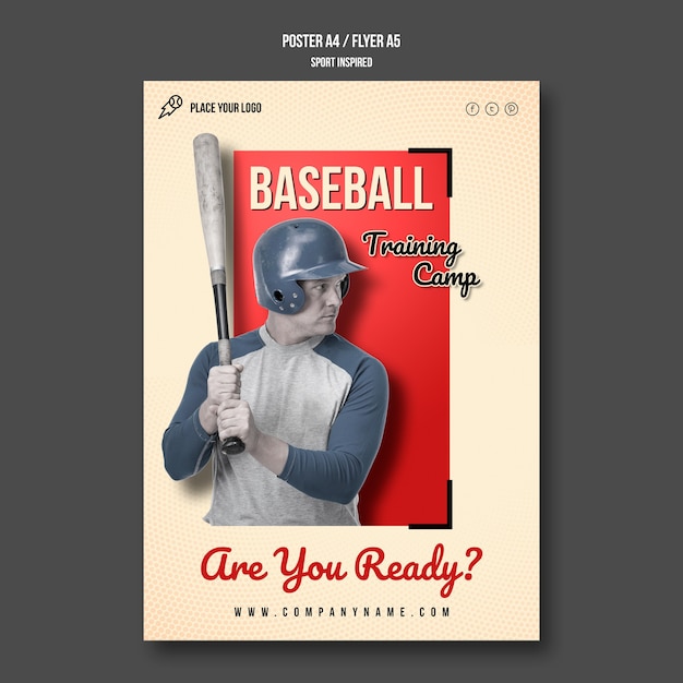 Modello di poster di allenamento di baseball