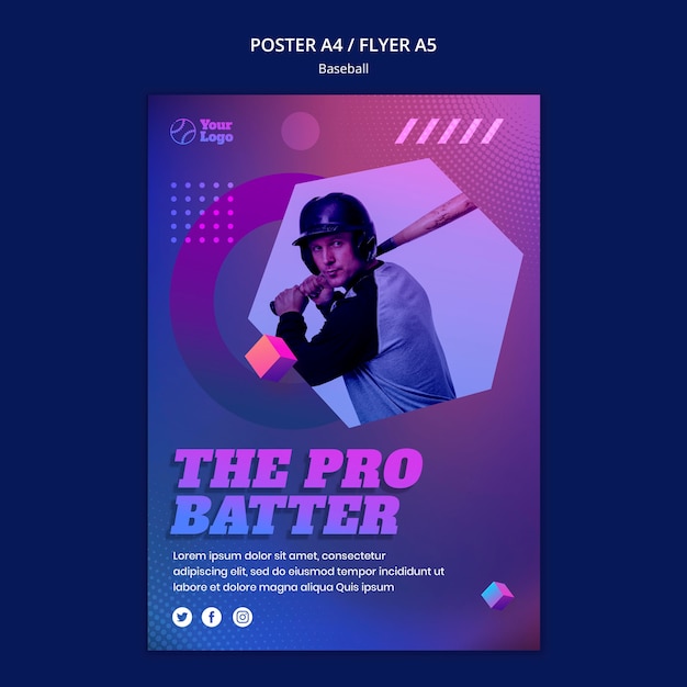 PSD gratuito poster di modello di allenamento di baseball