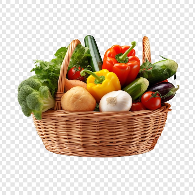 Бесплатный PSD Корзина полная овощей изолирована на прозрачном фоне