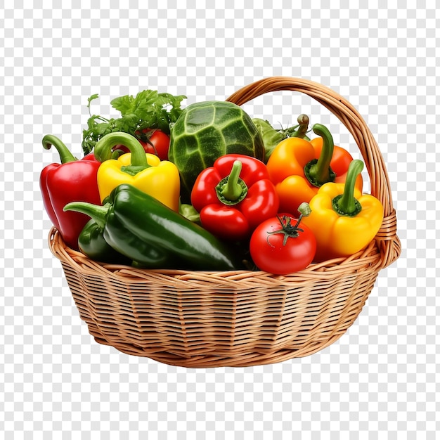 Basket full of vegetables isolated on transparent background