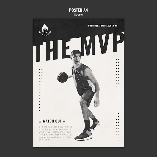 Free PSD basketball ad template poster