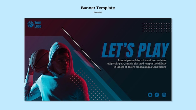 無料PSD バスケットボールバナーのコンセプト