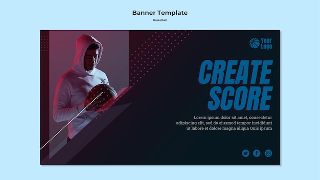 Free PSD basketball banner style