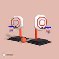 Free PSD basketball hoop icon isolated 3d render illustration