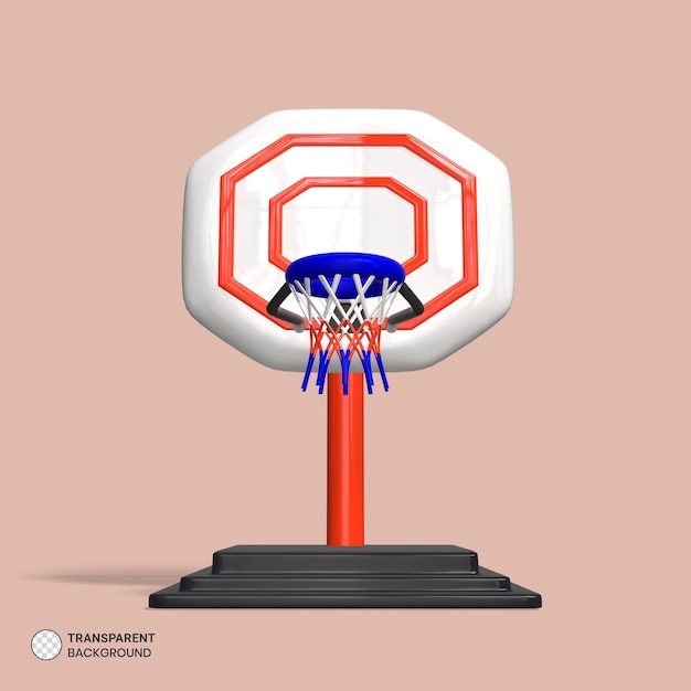 Illustrazione di rendering 3d isolata dell'icona del canestro da basket