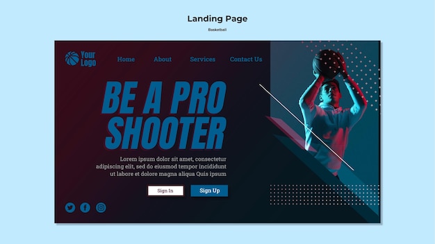 Free PSD basketball landing page