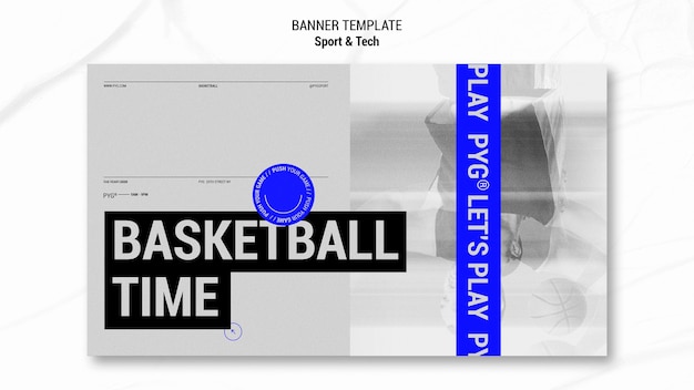 Free PSD basketball play time banner template