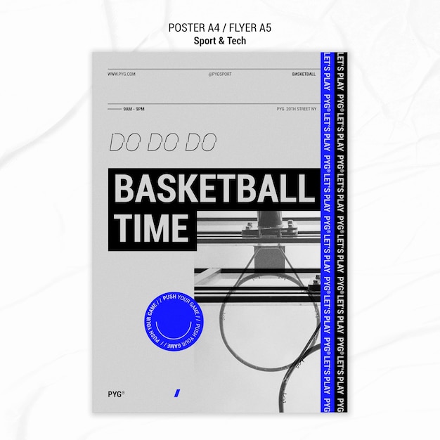 Modello di manifesto tempo basket giocare