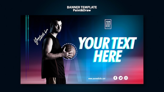 Free PSD basketball player banner template with photo