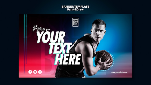 Free PSD basketball player banner template