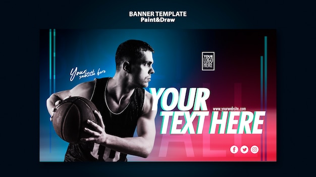 Basketball player banner with photo