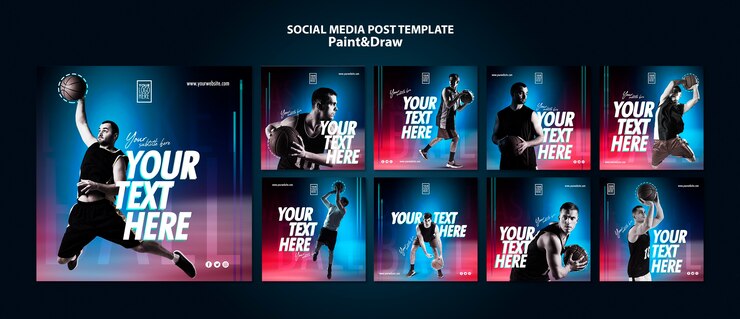 Free PSD basketball player instagram posts template