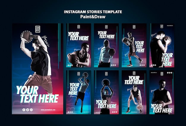 Free PSD basketball player instagram stories template