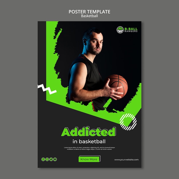 Basketball poster template concept free PSD download