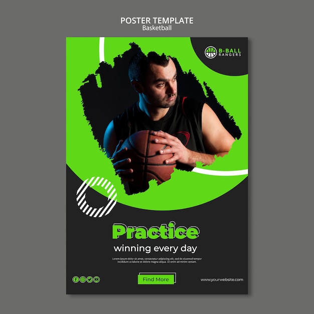 PSD gratuito disegno del modello di poster di basket