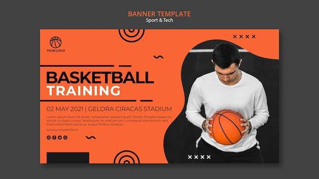 Basketball training and man banner template