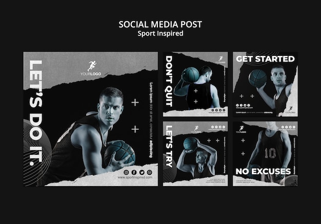 Free PSD basketball training social media post template