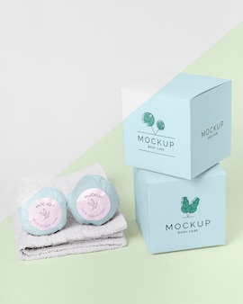 Free PSD | High angle bath bomb box mock-up