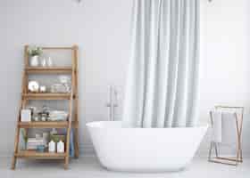 Free PSD bathtub with curtain and shelf