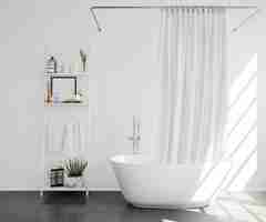 Free PSD bathtub with curtain and shelf