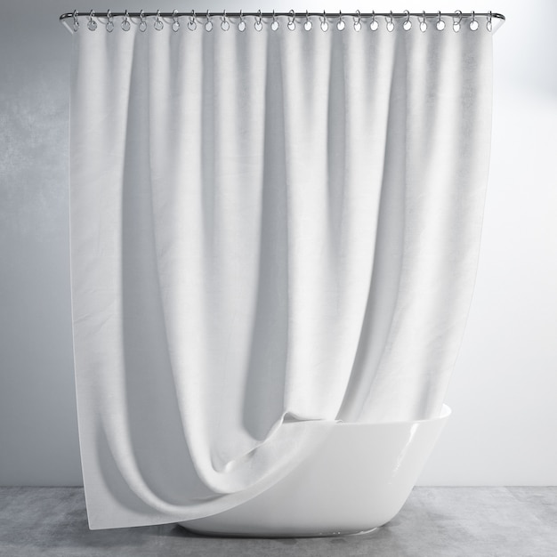 bathtub with curtain