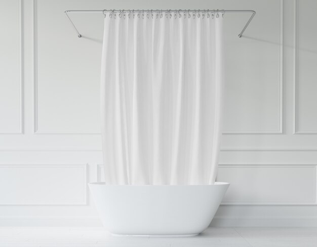 bathtub with curtain