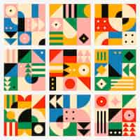 Free PSD bauhaus inspired seamless pattern psd flat design set