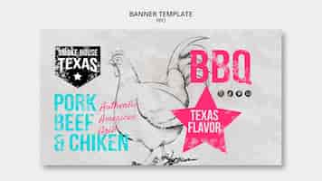 Бесплатный PSD Шаблон баннера для барбекю с курицей