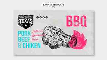 Free PSD bbq banner template with steak