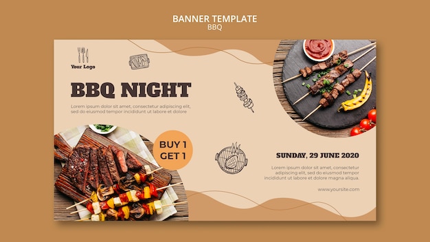 PSD gratuito modello di banner concetto barbecue