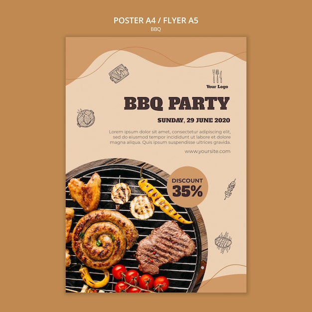 PSD gratuito modello di volantino concetto barbecue