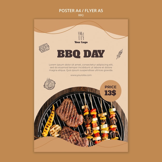 PSD gratuito modello di poster concetto barbecue