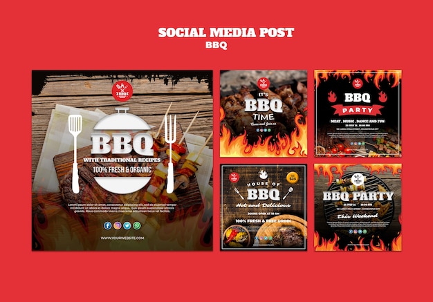 Bbq concept social media post template