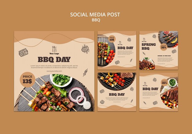 PSD gratuito modello di post social media concetto bbq