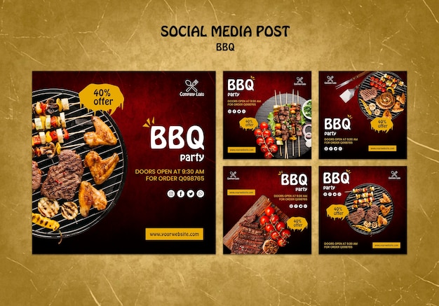 Бесплатный PSD bbq concept soial media post