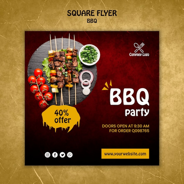 Free PSD bbq concept square flyer template