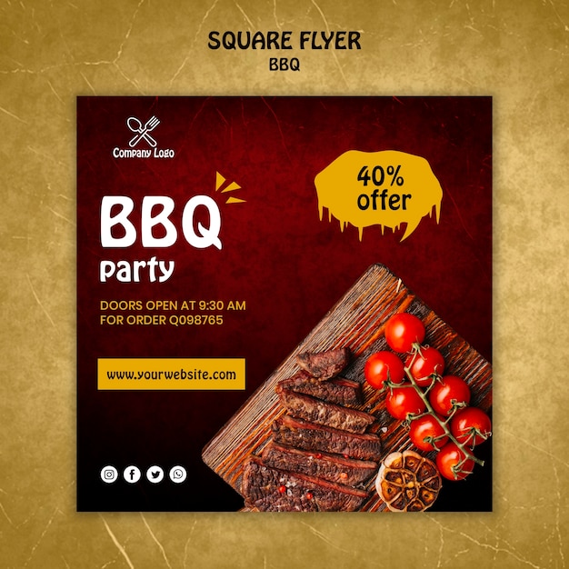 Free PSD bbq concept square flyer template