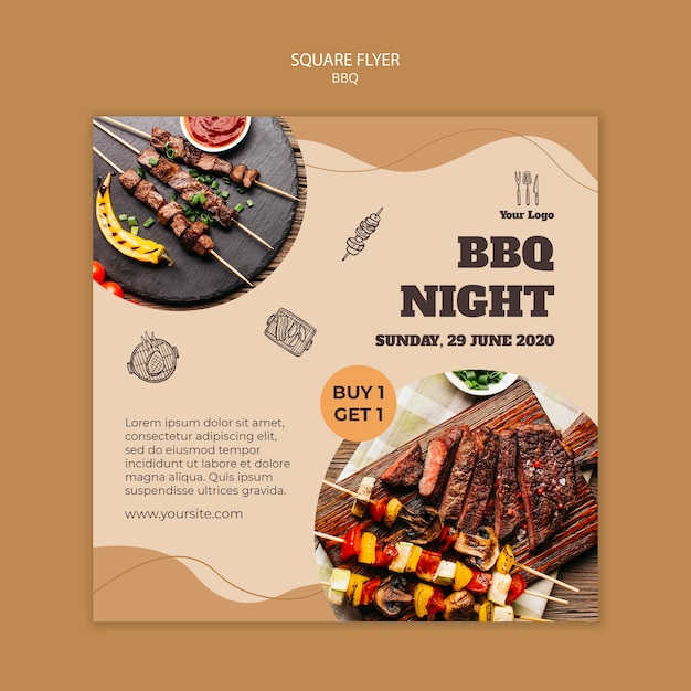 Free PSD bbq concept square flyer template