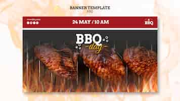 Free PSD bbq day and grill banner template