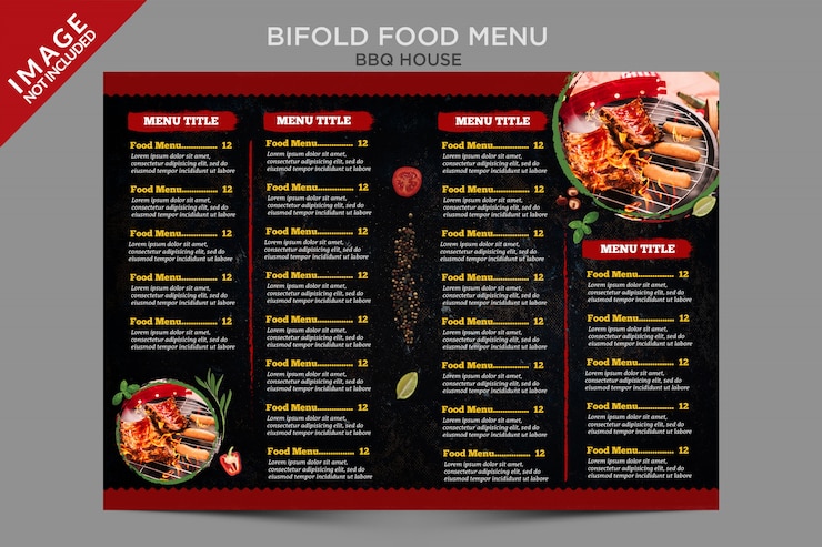  Bbq house food menu inside bifold series Premium Psd