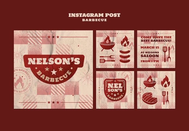 Дизайн шаблона постов в instagram для барбекю