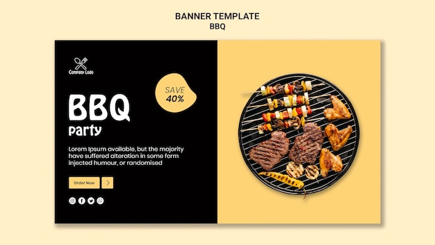 Progettazione del modello del banner del partito barbecue