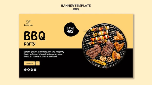 Bbq party banner template style